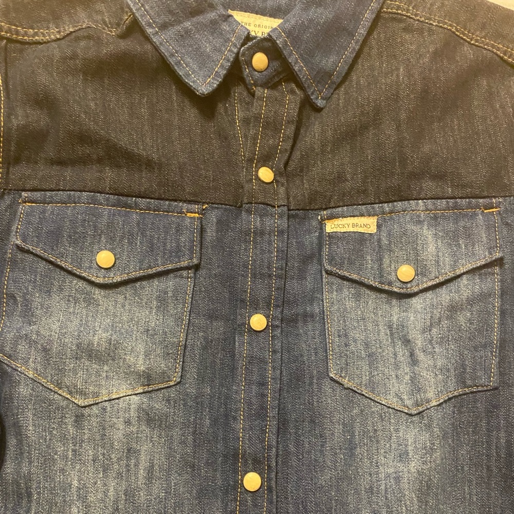 Lucky Brand, Denim Button Down Shirt, Two Tone Denim, Long Sleeve, Large… - Picture 10 of 15